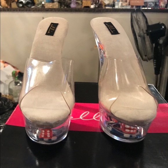 6 inch Dice Heels Slip Ons size 6 - Picture 2 of 4